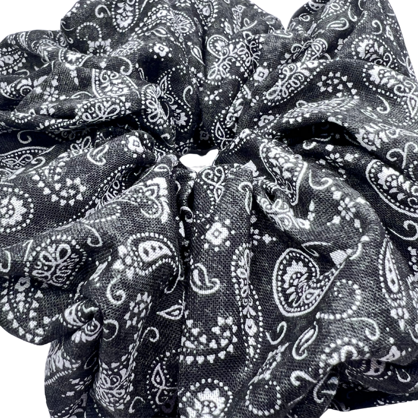 Black and White Paisley Scrunchie