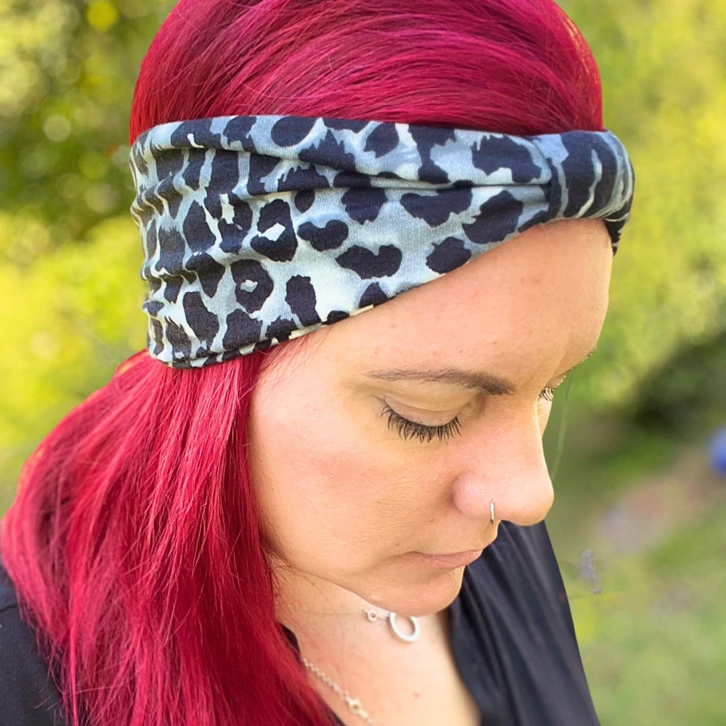 Blue Leopard Stretchable Headband for Women