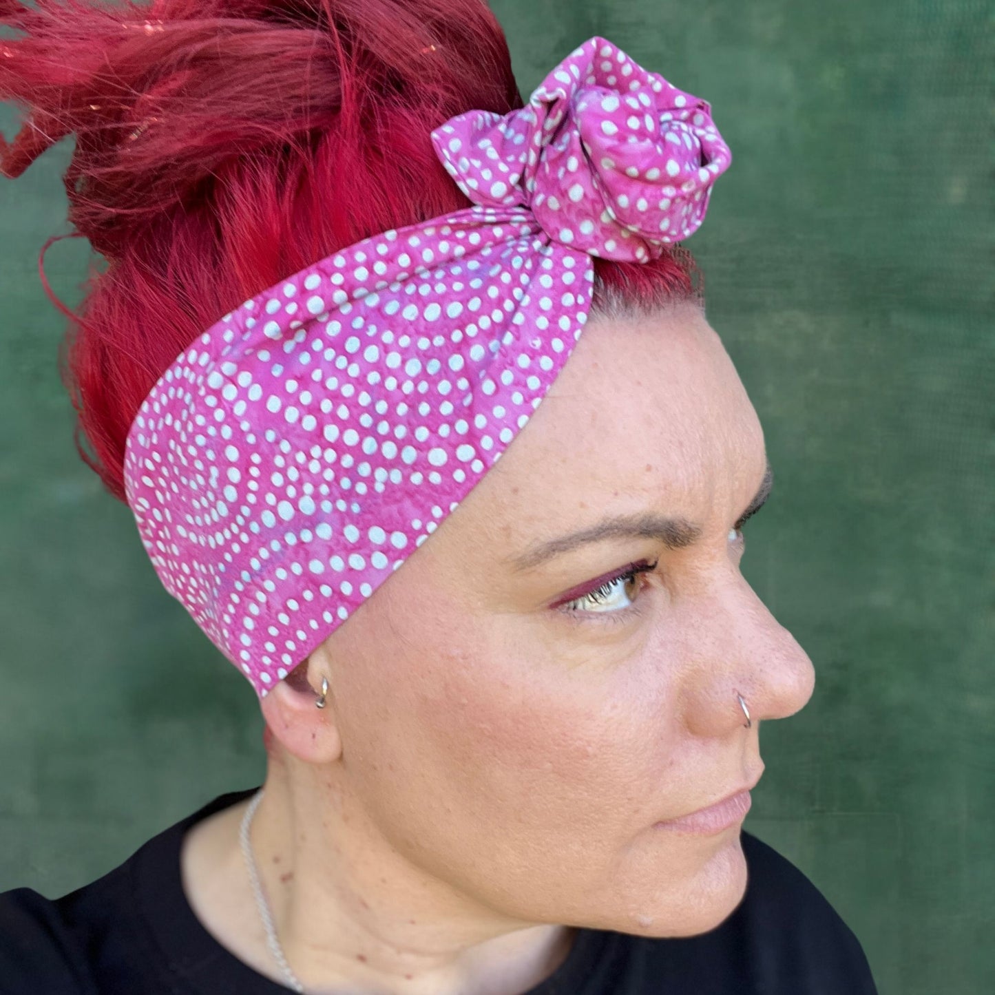 Pink tie dye polka dot wire headband Unleash your boho spirit with our exclusive range of hair accessories, made in Melbourne for the modern woman. Discover unique, handcrafted pieces that blend artisanal quality with Boho style. Shop now and find the perfect accessory to express your individuality, straight from Australia.