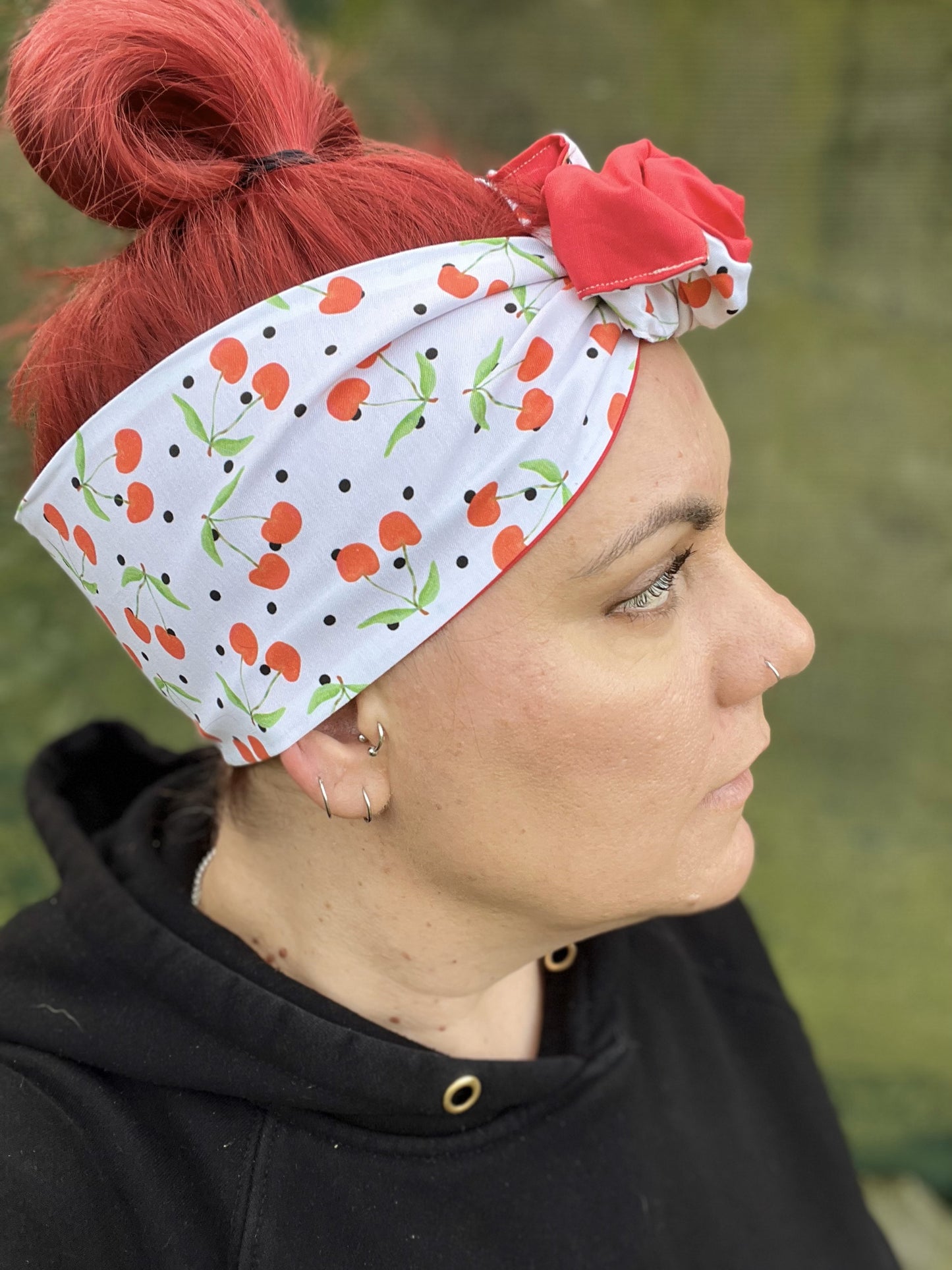 Red Cherry Reversible Wire Headband