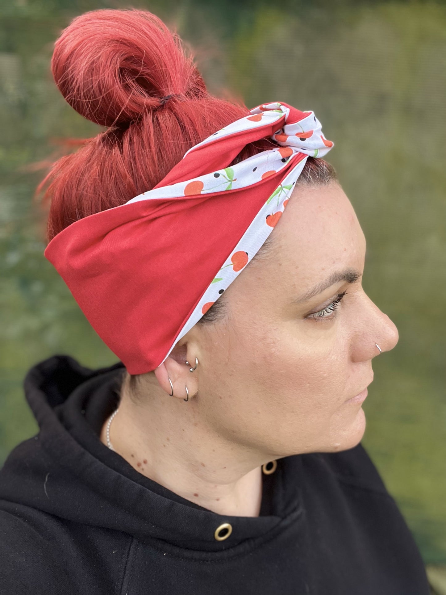 Red Cherry Reversible Wire Headband