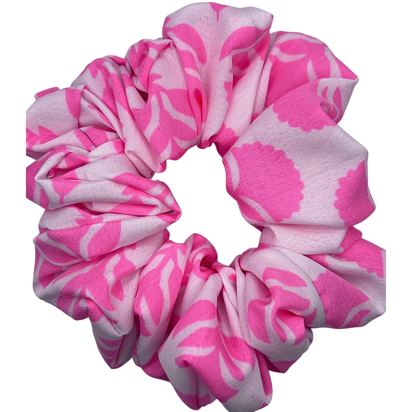 Fluro Pink and White Floral Scrunchie