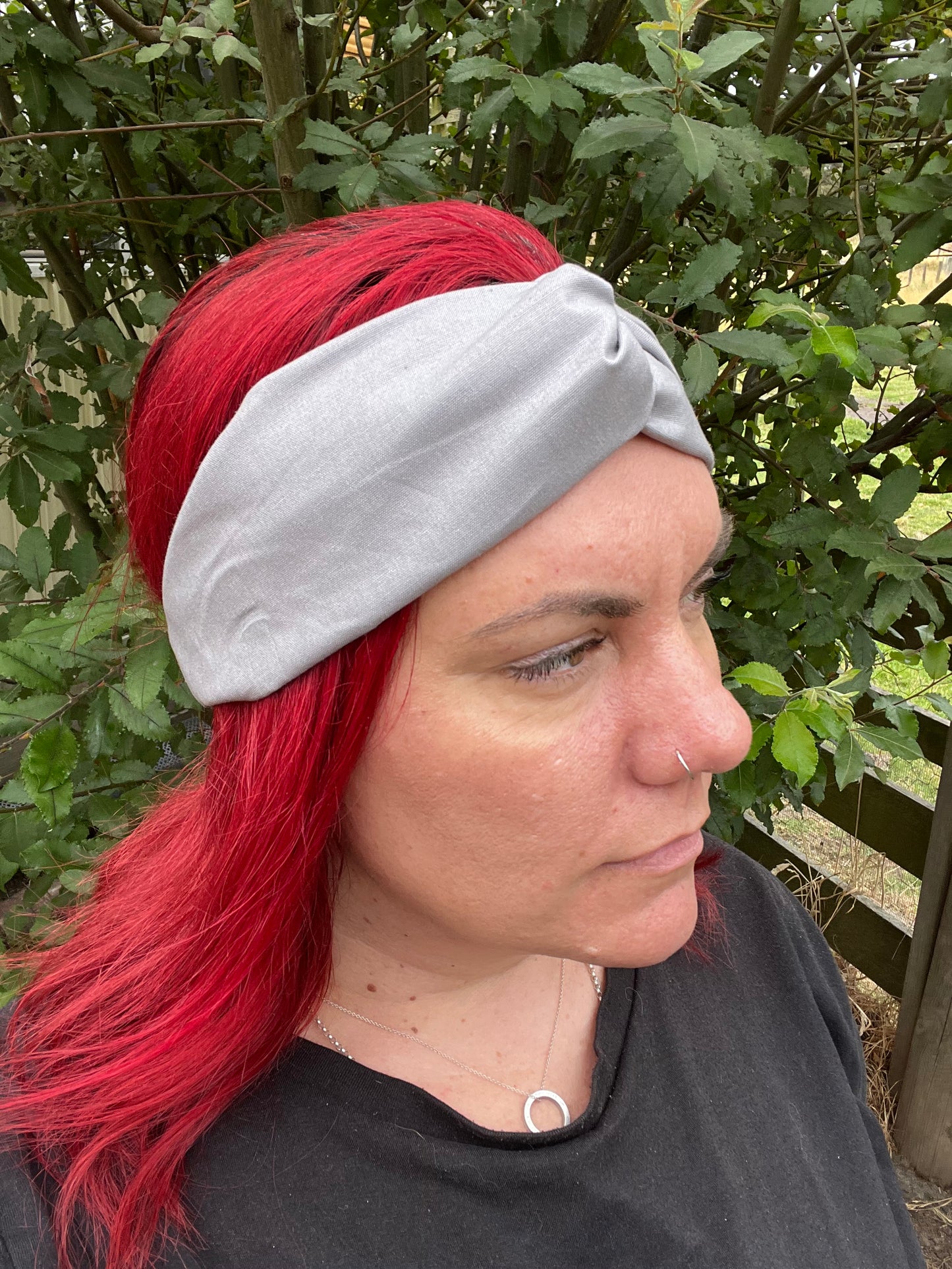 Light Grey Twist Headband with Elastic