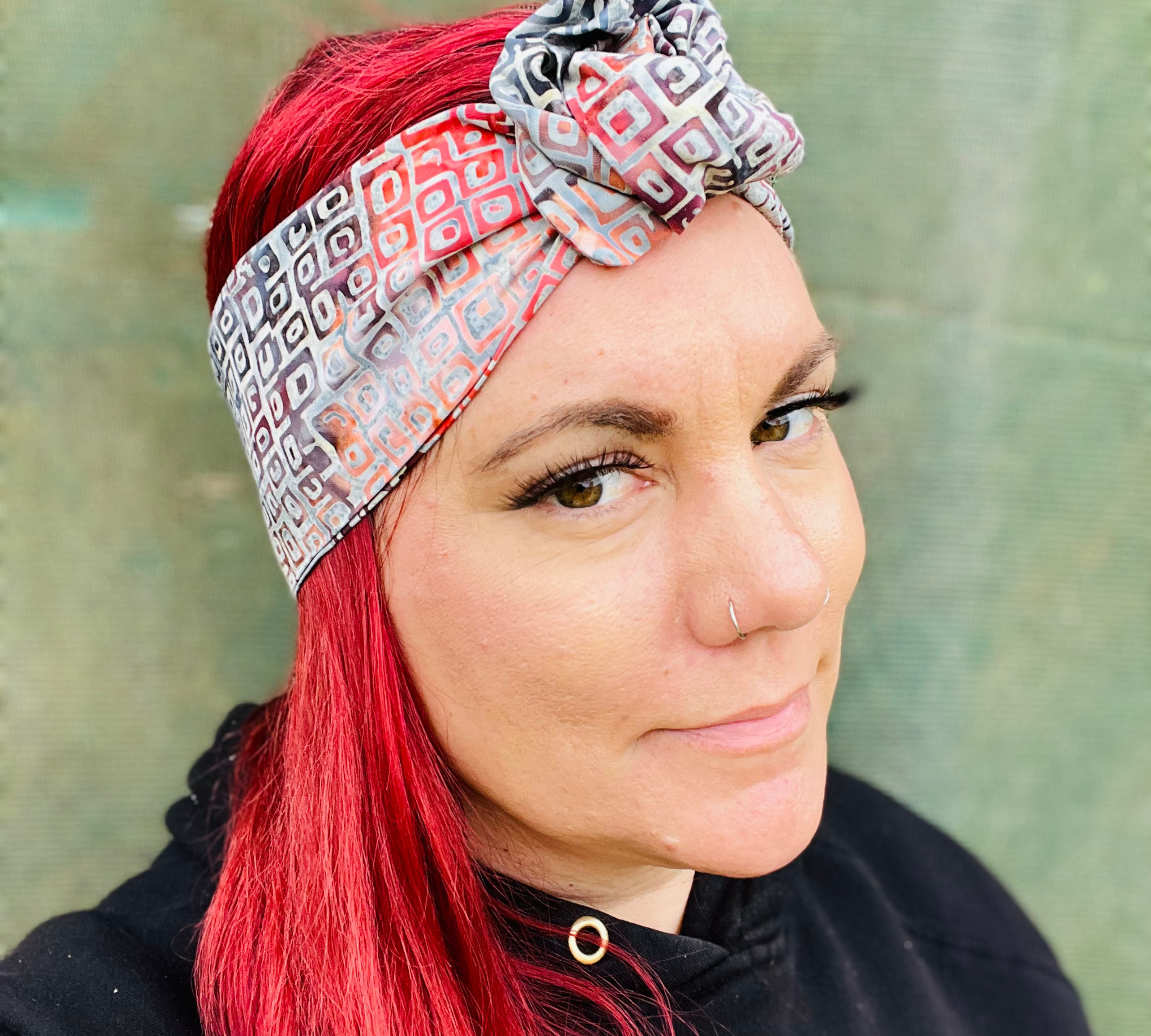 Orange and Grey Hand Dyed Tie Dye Wire Headband 