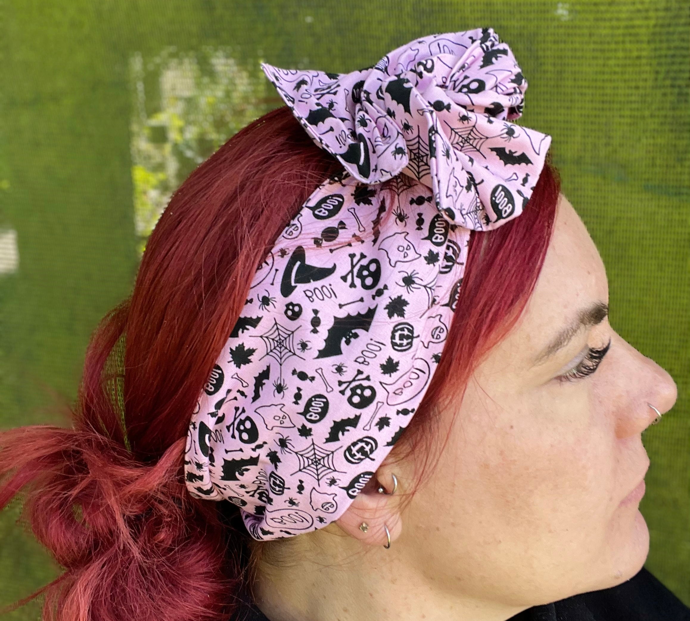 Halloween Boho Wired Head wraps | Pink | Bats | Spiders | skulls