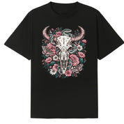 A black oversized tee with the Skull Snake And Moths graphic printed large on the front.