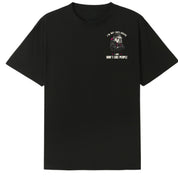 A black oversized tee with a small I'm Not Anti Social Bulldog graphic on the left chest.
