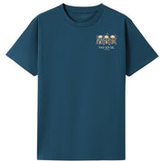 A teal oversized tee with a small No Evil Club graphic on the left chest.