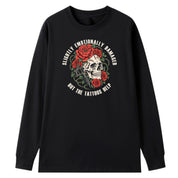 A black oversized long sleeve tee with the Slightly Emotionally Damaged graphic printed large on the front.