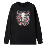 A black oversized long sleeve tee with the Skull Snake And Moths graphic printed large on the front.