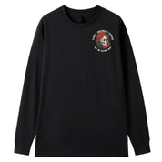 A black oversized long sleeve tee with a small Slightly Emotionally Damaged graphic on the left chest.
