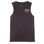 A black stone washed tank with a small No Evil Club graphic on the left chest.