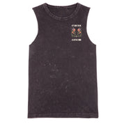 A black stone washed tank with a small It's OK To Be A Little Odd graphic on the left chest.