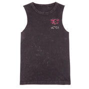 A black stone washed tank with a small Witch graphic on the left chest.