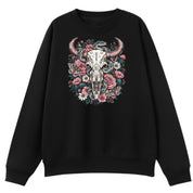 A black oversized crew neck with the Skull Snake And Moths graphic printed large on the front.