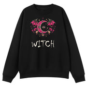 A black oversized crew neck with the Witch graphic printed large on the front.