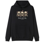 A black oversized hoodie with the No Evil Club graphic printed large on the front.