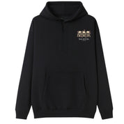 A black oversized hoodie with a small No Evil Club graphic on the left chest.