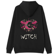 A black oversized hoodie shown from the back, with the Witch graphic printed large across the back.