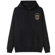 A black oversized hoodie with a small Anti Social graphic on the left chest.