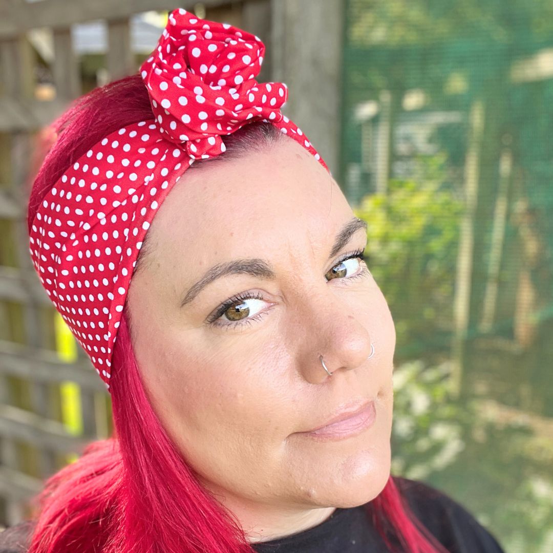 Red with White Polka Dot Wire Headband