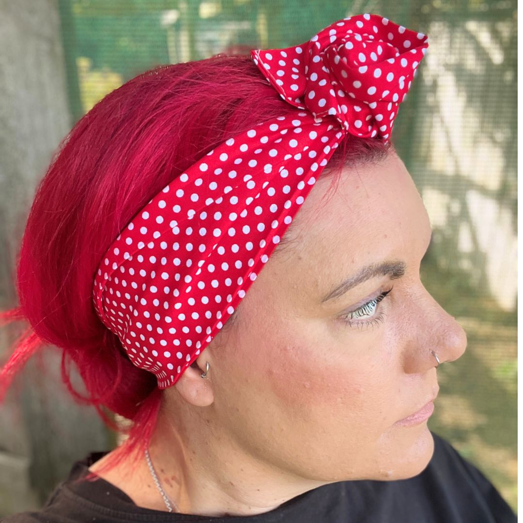 Red with White Polka Dot Wire Headband