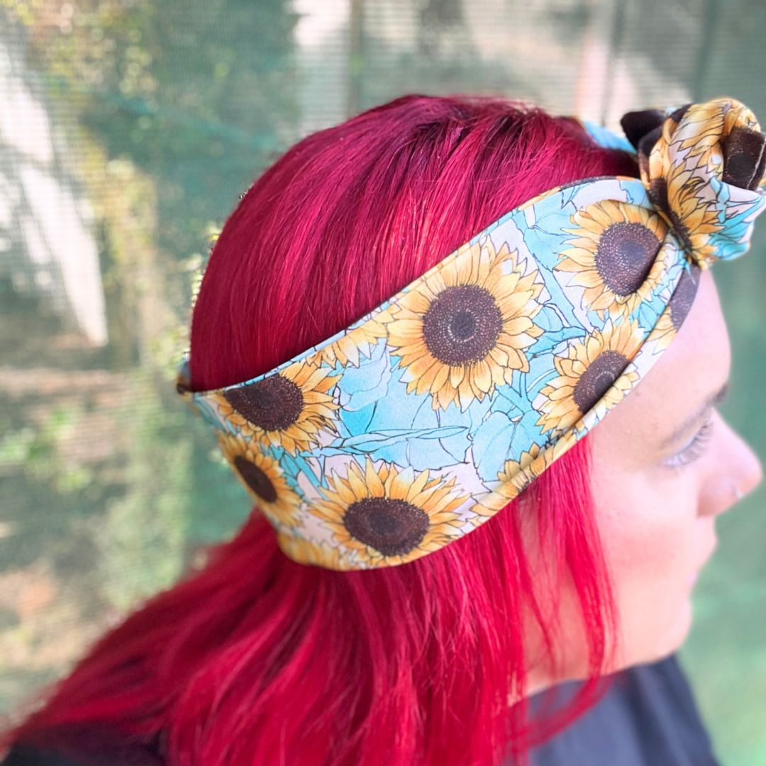 Blue Sunflower Wire Headband