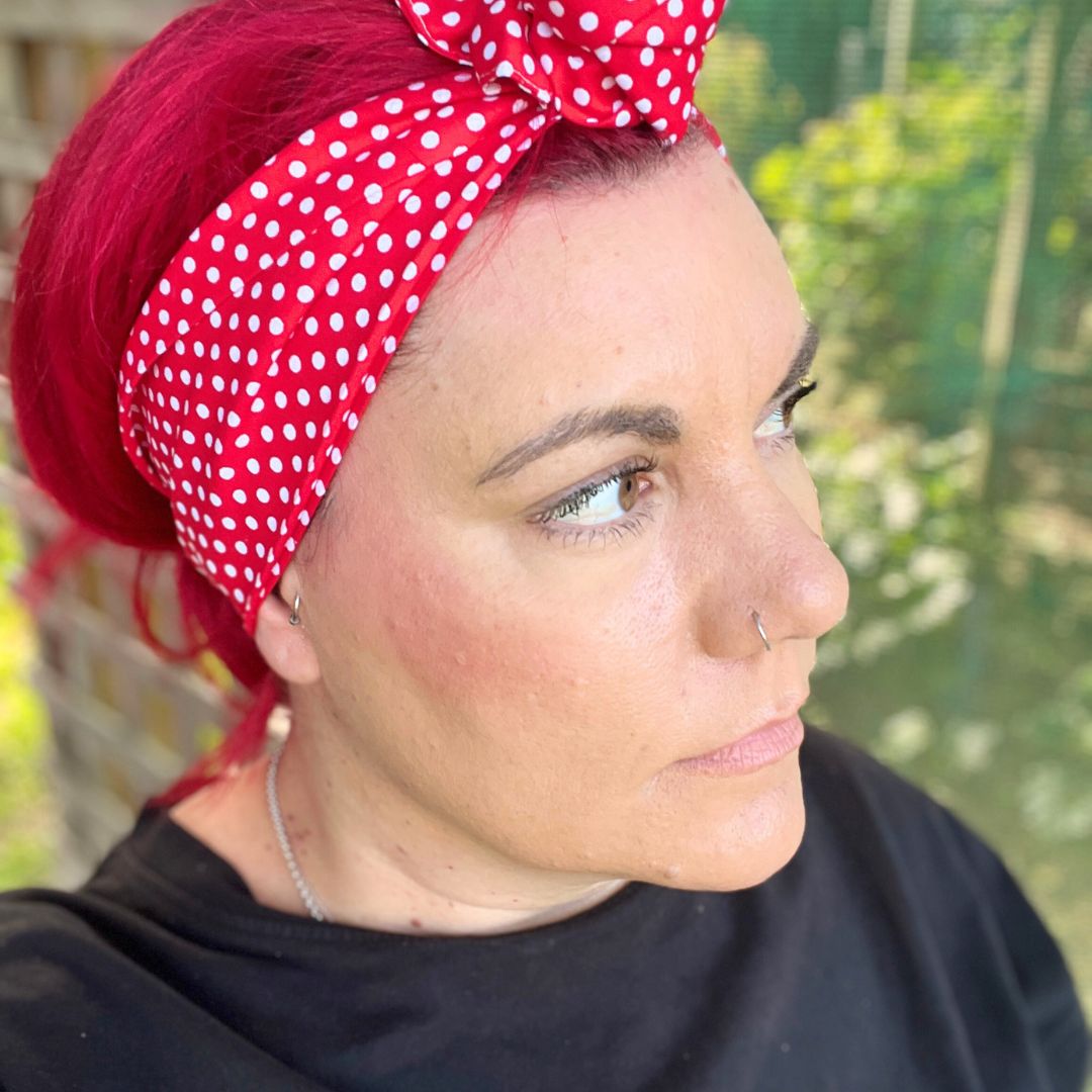 Red with White Polka Dot Wire Headband