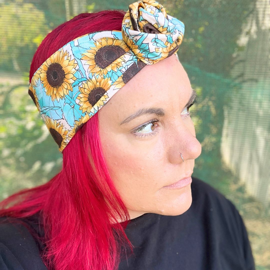 Blue Sunflower Wire Headband