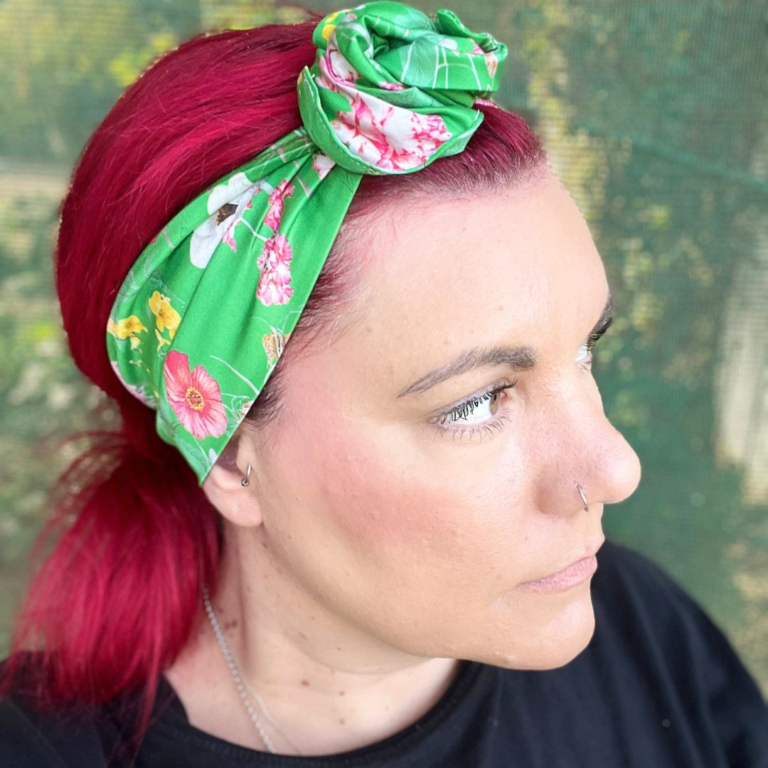 Green Spring Floral Wire Headband