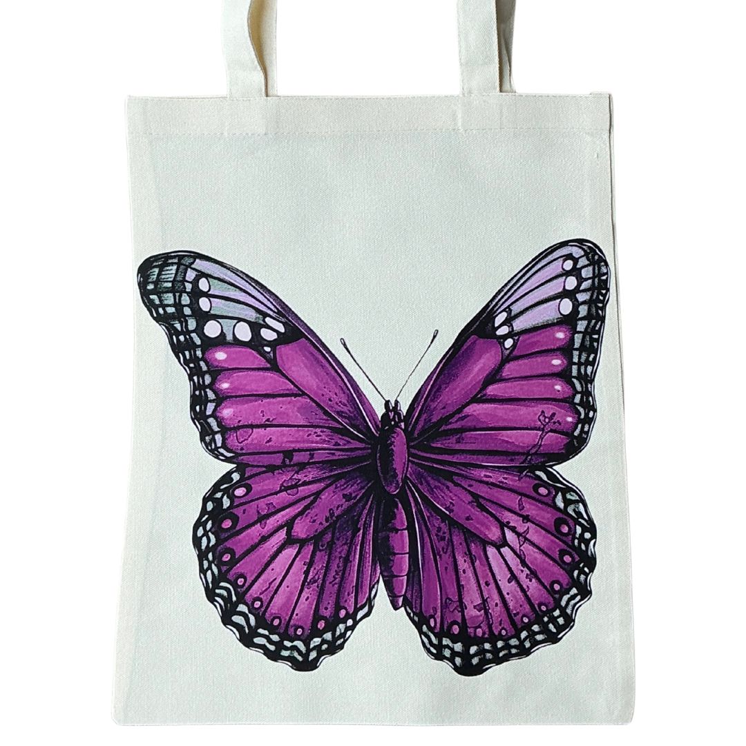 Purple Butterfly Tote Bag