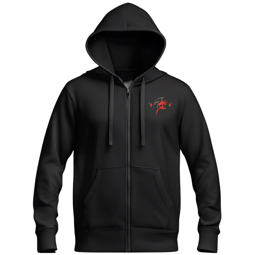 Hell was boring Oversized Black Zip Up Hoodie