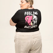 Feeling Awesome V Neck Oversized T-shirt