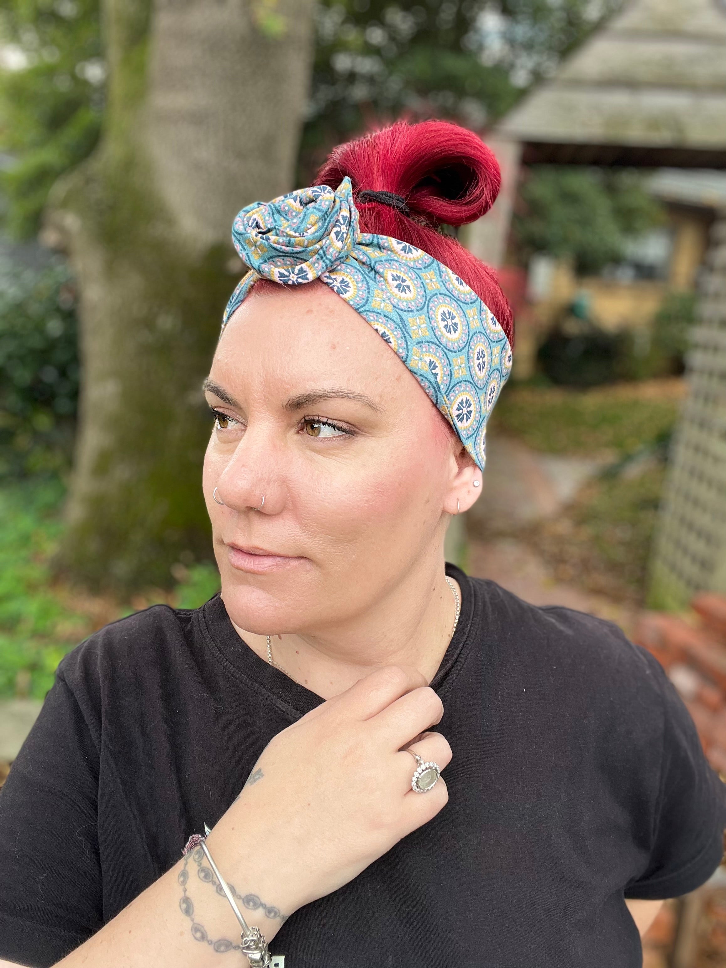 Blue Mosaic Wire Headwrap