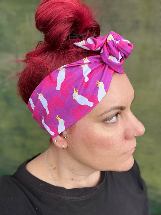 Pink Cockatoo Wired Head Wrap