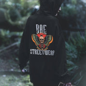 Bae Streetwear Moth Oversized Black Zip Up Hoodie