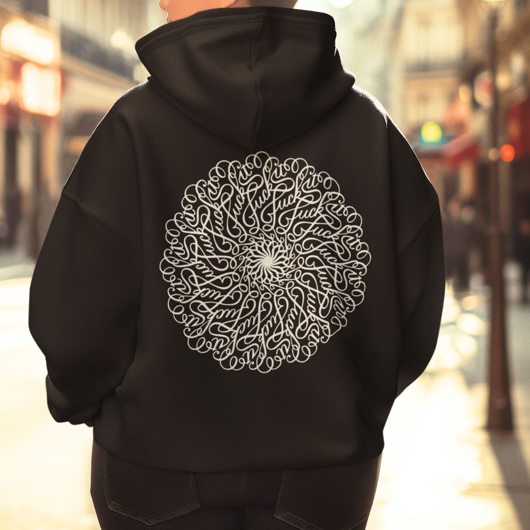 White Fuck It oversized Black Hoodie