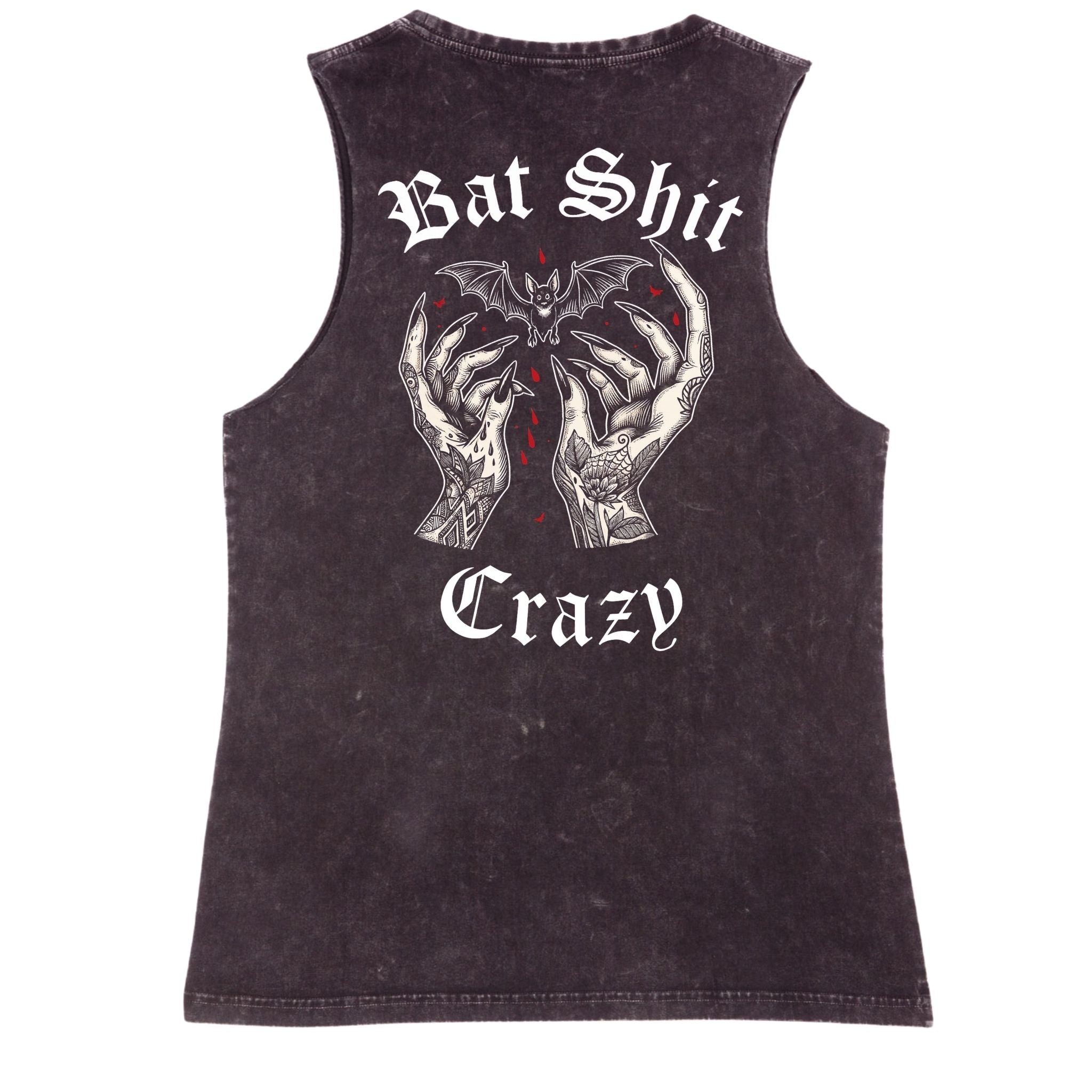 Bat Shit Crazy tank - Black Stone Washed