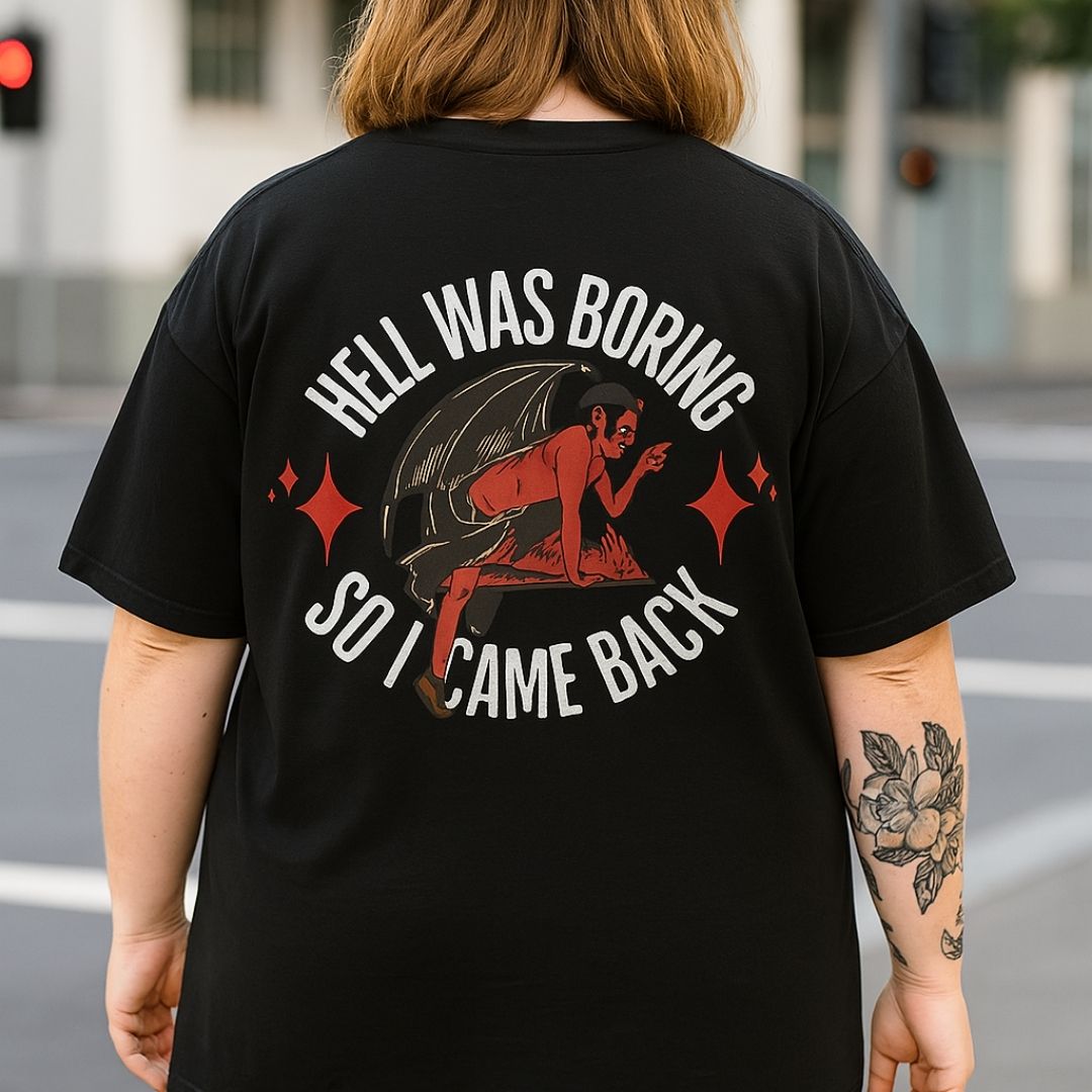 Hell was boring V Neck Oversized T-shirt