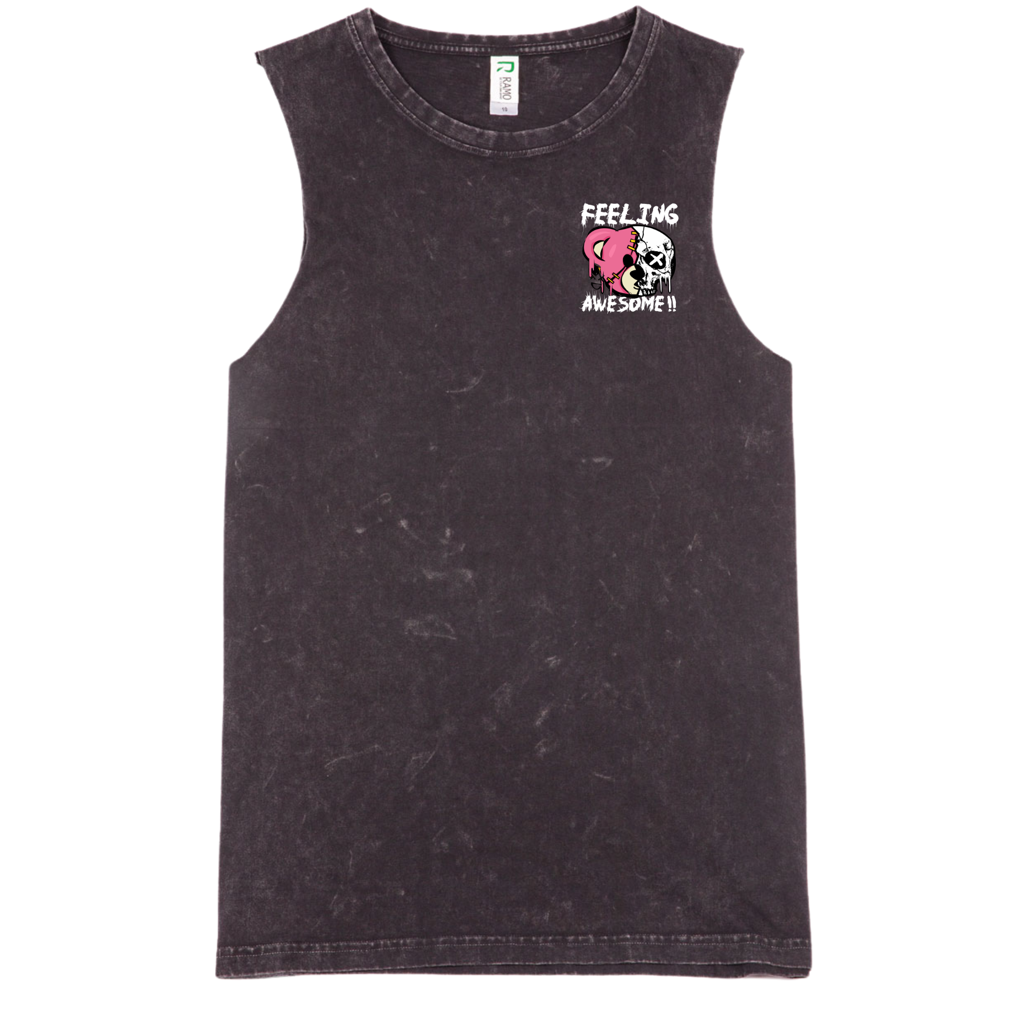 Feeling Awesome Tank - Black Stone Washed