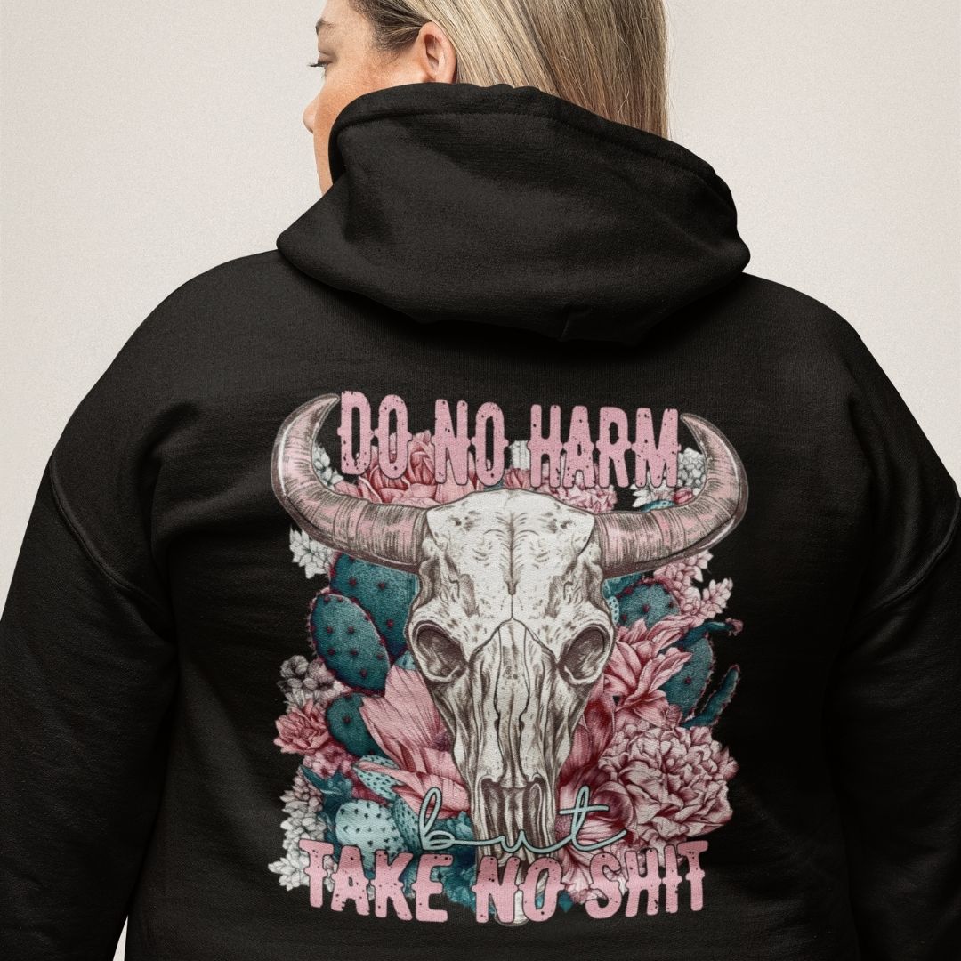 Do No Harm Oversized Black Zip Up Hoodie