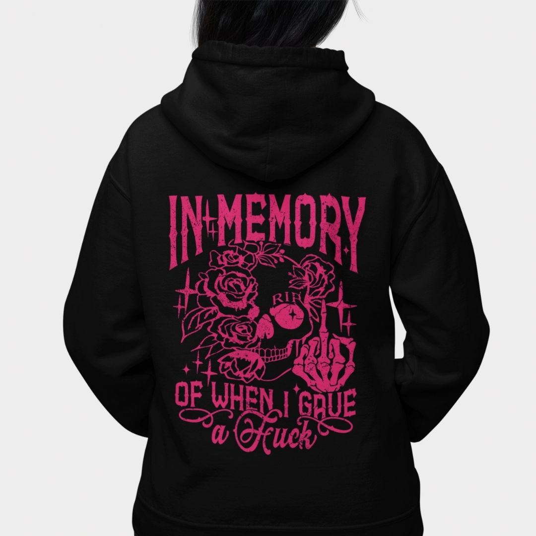 Pink in Memory Oversized Black Zip Up Hoodie
