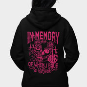 Pink in Memory Oversized Black Zip Up Hoodie