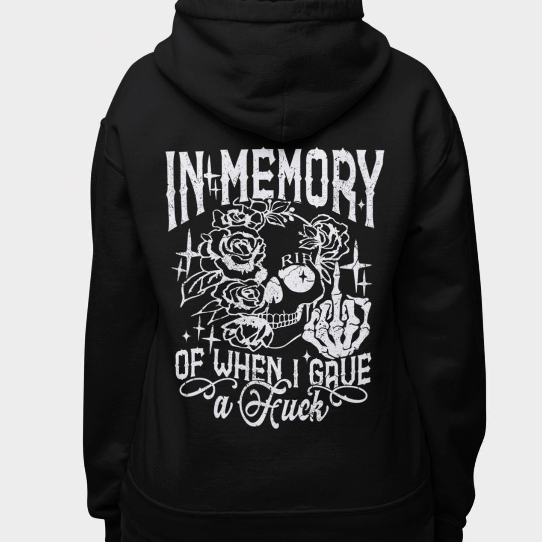 White in Memory Oversized Black Zip Up Hoodie