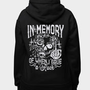White in Memory Oversized Black Zip Up Hoodie