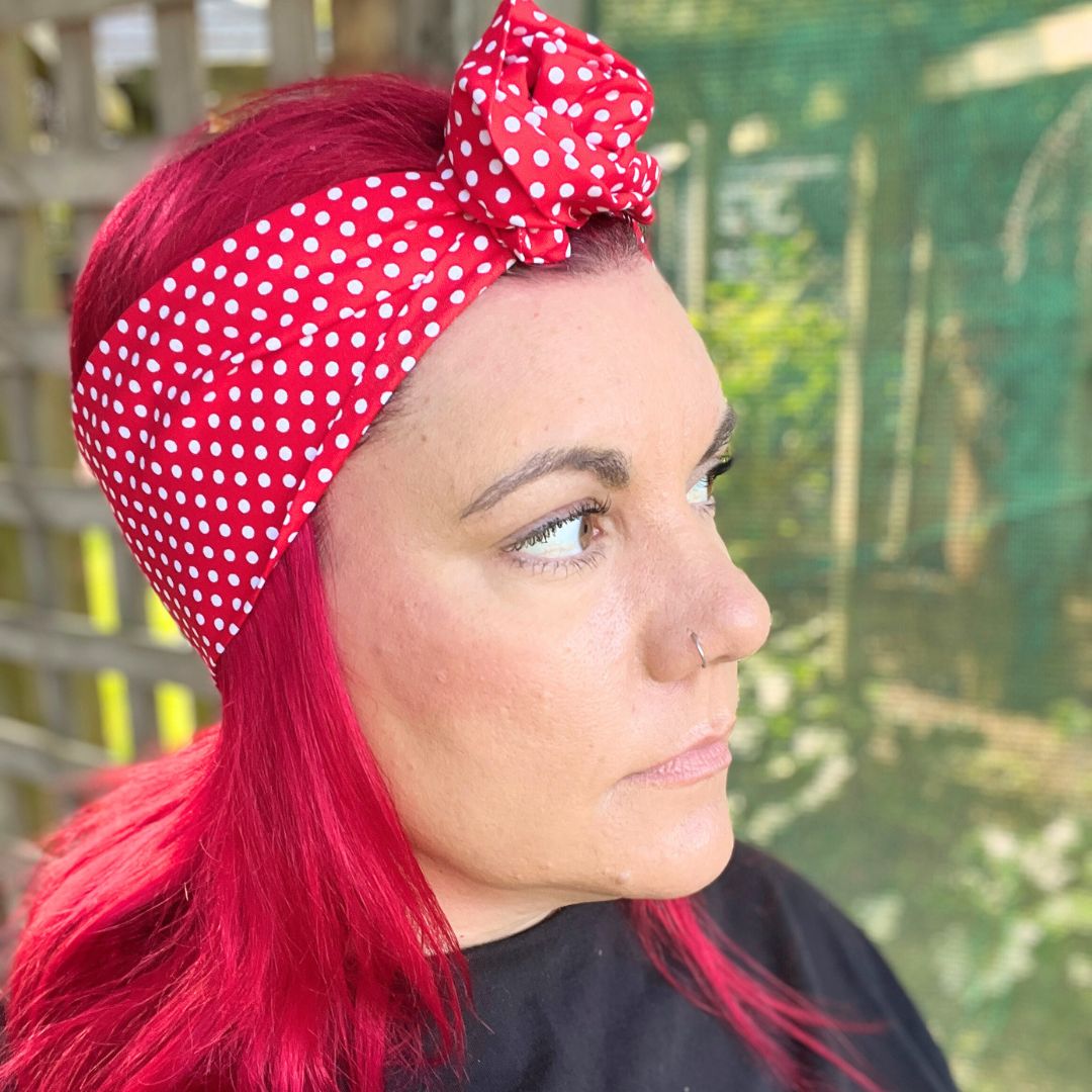 Red with White Polka Dot Wire Headband