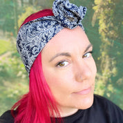 Navy Blue Paisley Wire Headband