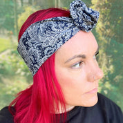 Navy Blue Paisley Wire Headband