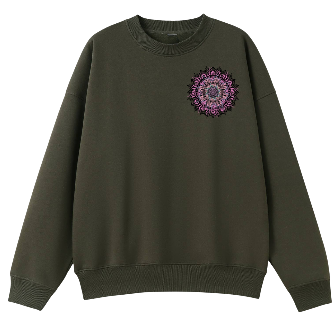 ArmyGreenCrewNeck-PinkMandala-PocketPrint.png