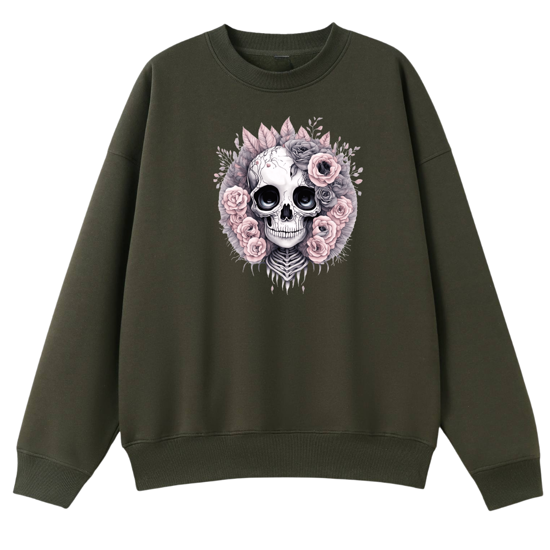 Roses and Bones Oversized Crew Neck